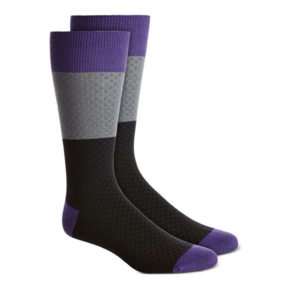 ALFANI Mens Gray Rayon Color Block Dress Crew Socks 10-13 - Picture 1 of 1
